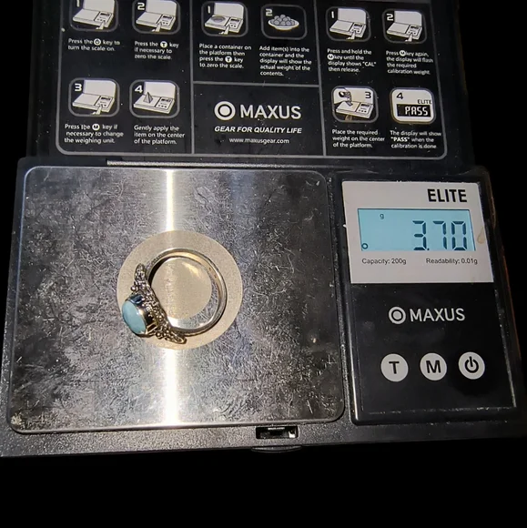 Natural Larimar & Sterling Silver Solitaire Ring Size 7 1/2 - Picture 10 of 10